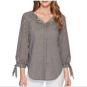 Sanctuary Gingham Black & White Check Plaid Blouse
